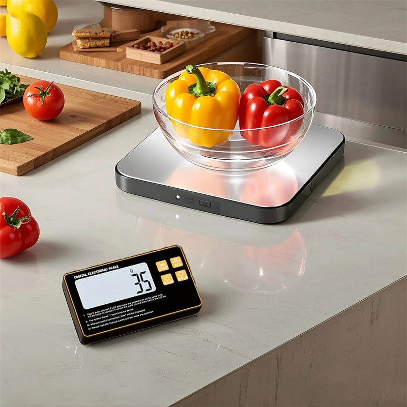 Meal Prep Chef - Kabellose Küchenwaage mit Fernbedienung, Edelstahlpfanne, magnetisch,