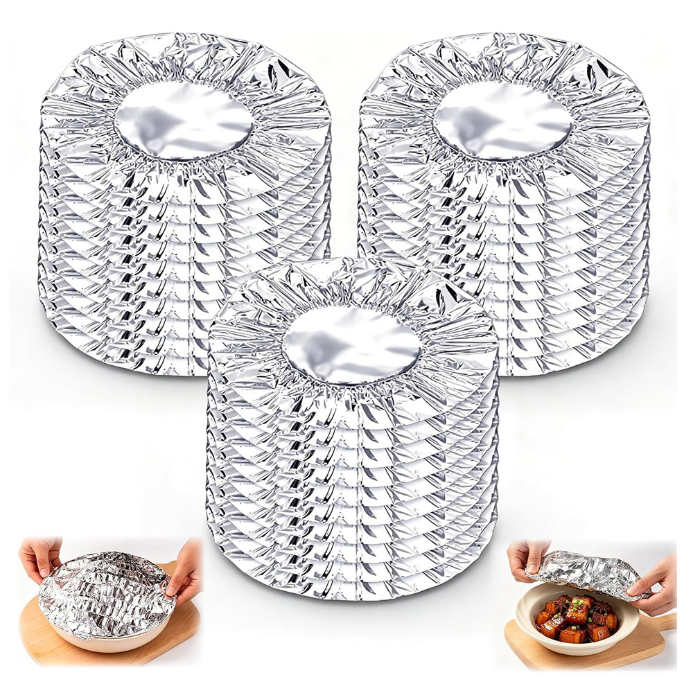 Meal Prep Chef - Wiederverwendbare Aluminiumfolien-Lebensmittelabdeckungen, Pop-Up-Isolierabdeckungen aus Alufolie, Hitzeschutzdeckel