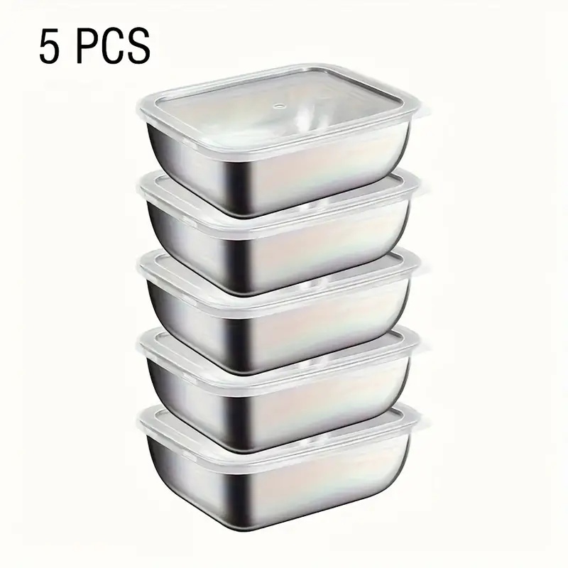 Meal Prep Chef - 5-teiliges Edelstahl-Lebensmittelbehälter-Set, Stapelbare Meal-Prep-Boxen für Kühlschrank,