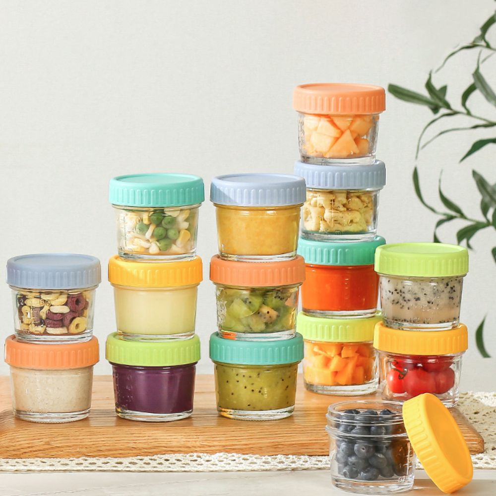 Sauce Dipping Cup - 6 Stück Glas-Babynahrungsglas, wiederverwendbar, mit Deckel,