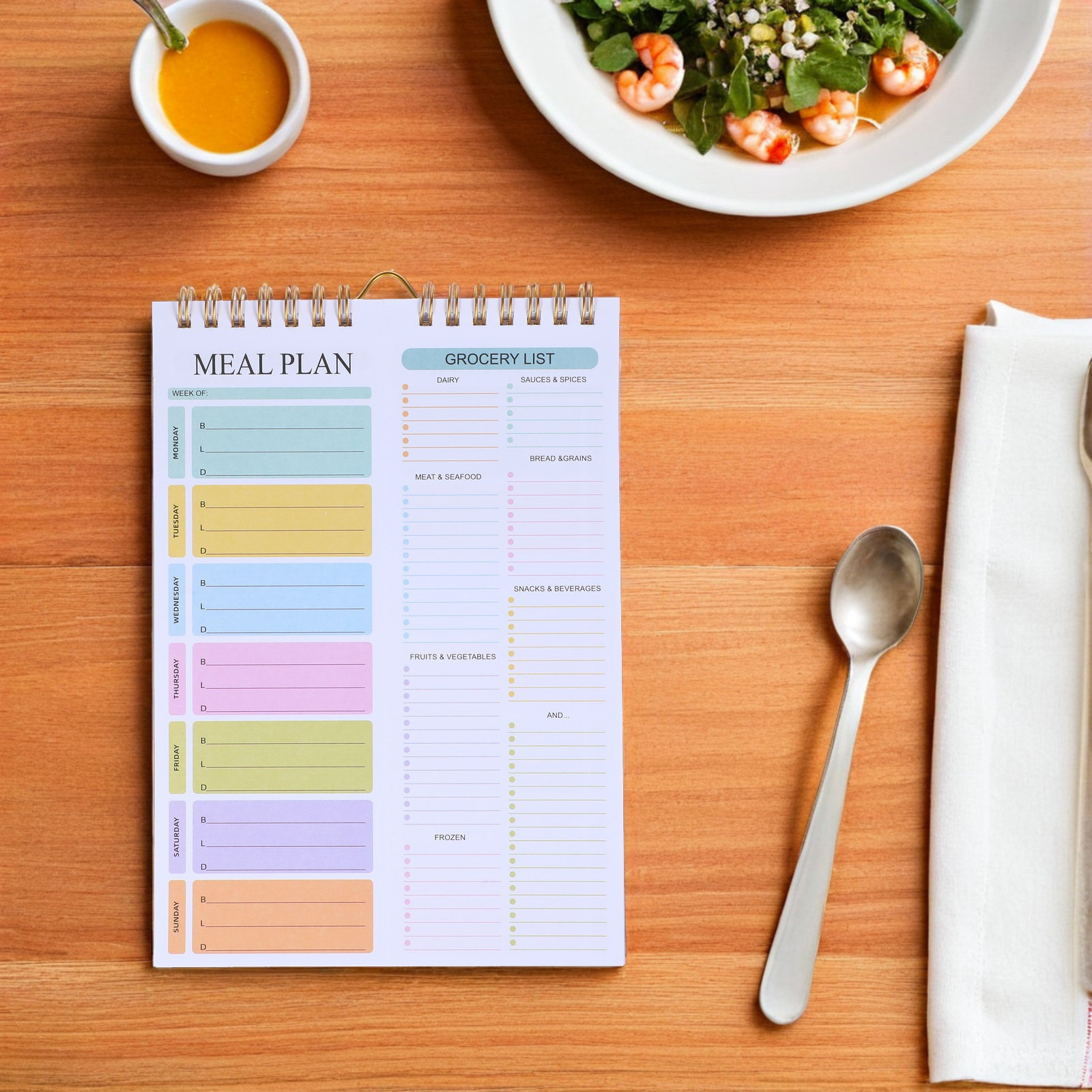 Meal Prep Weekly - 52-seitiger wöchentlicher Essensplaner, Spiralbindung, A5, undatiert,